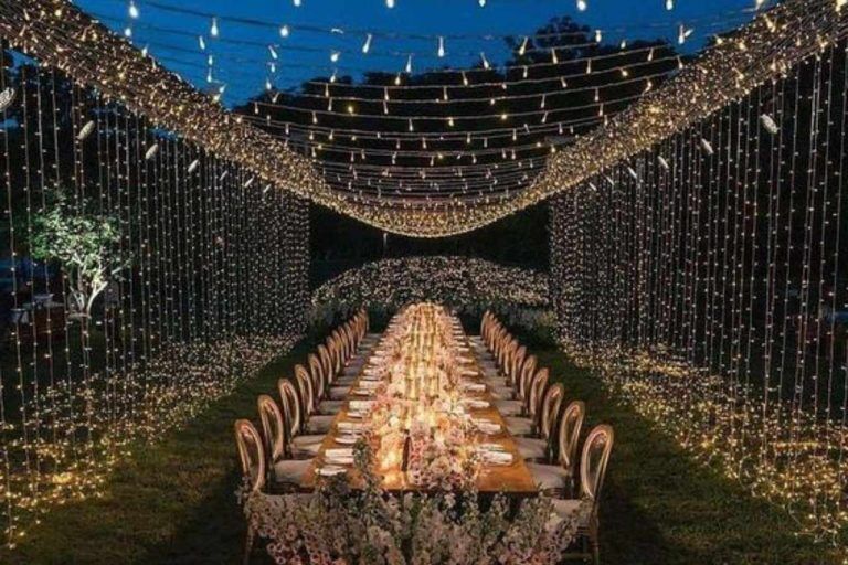 Mesmerizing festoon lights illuminating an occasion.