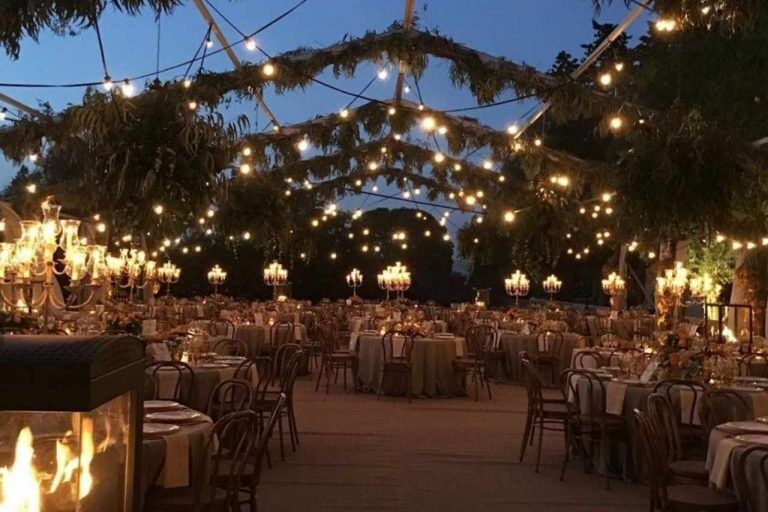 Beautiful festoon lights illuminating a special occasion.