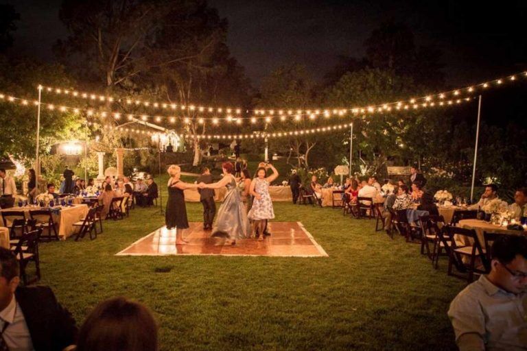 Pretty party festoon lights illuminating an occasion.